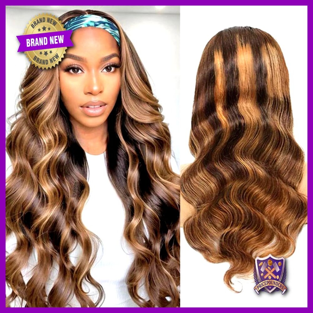 Human Hair Headband Wig Body Wave Glueless Adjustable Cap Chic Elegant